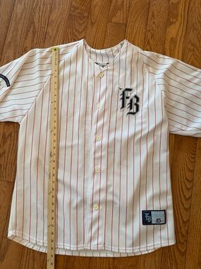 FUBU Pinstripe Baseball Jersey Mens XL Y2K Sports Collection Shirt Red White